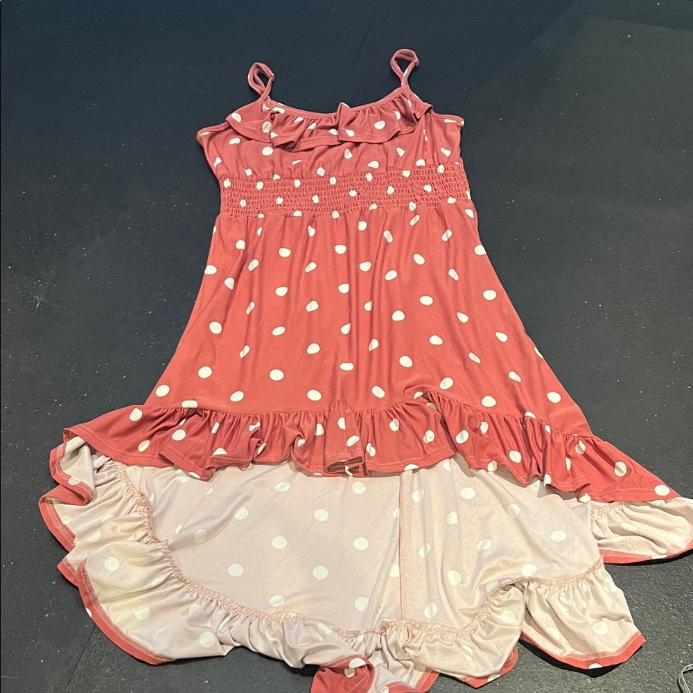 Polka Dot High-Low Sundress in Rose Pink